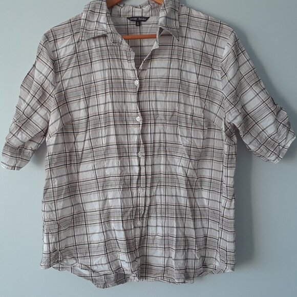 George Classics 100% Cotton Plaid Top XL - Picture 2 of 7